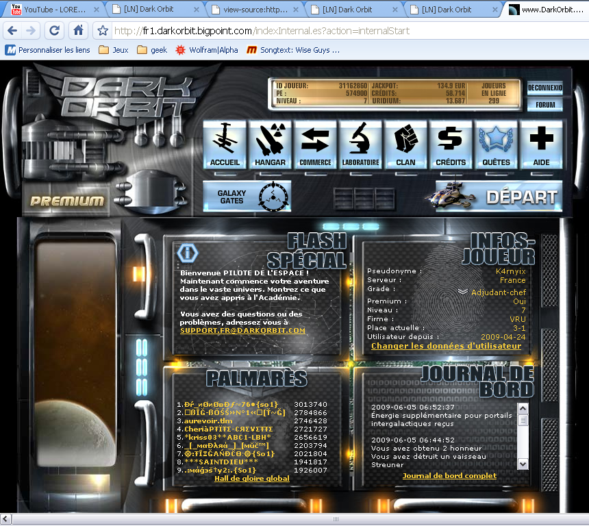 screenshot page d'accueil